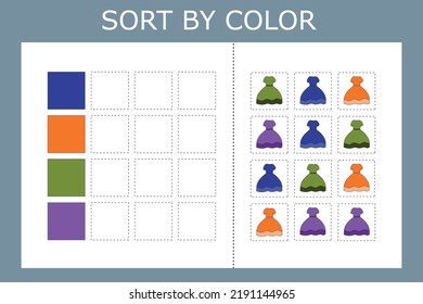 Sort  clothes by color. Logic game for children.