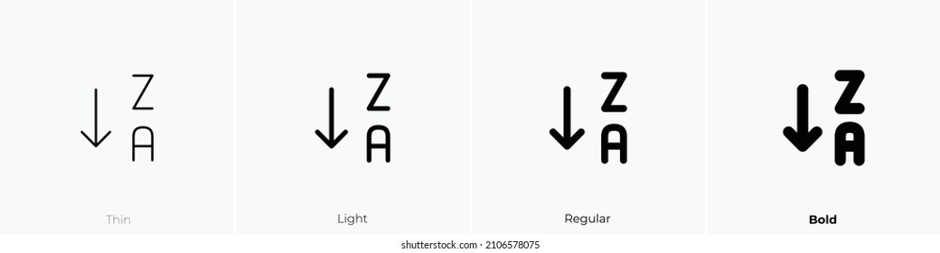 Sortieren des Buchstabensymbols nach unten. Thin, hellrosa und feines Design einzeln auf weißem Hintergrund