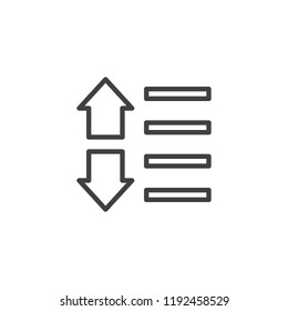 Sort down and up arrows outline icon. linear style sign for mobile concept and web design. Sorting simple line vector icon. Symbol, logo illustration. Pixel perfect vector graphics