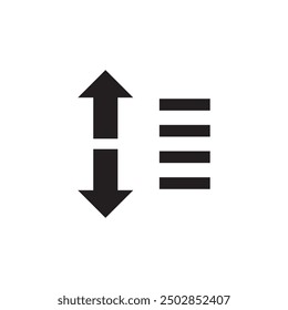 Sort down and up arrows vector icon. Sorting simple flat black trendy style illustration on white background..eps