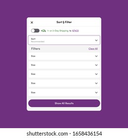 sort filter components ui website design