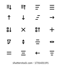 Sort filter and list outline icon. Media icon sets variations. Ready to use for website, mobile app, presentation and any other projects.