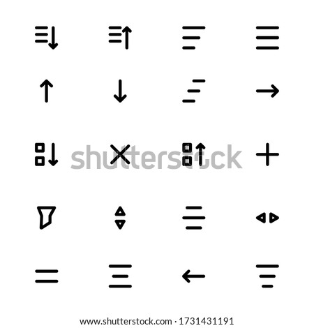 Sort filter and list outline icon. Media icon sets variations. Ready to use for website, mobile app, presentation and any other projects.
