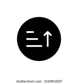 Icono de ordenación en redondeo negro