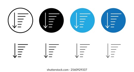 Sort icon Flat outline fill set collection