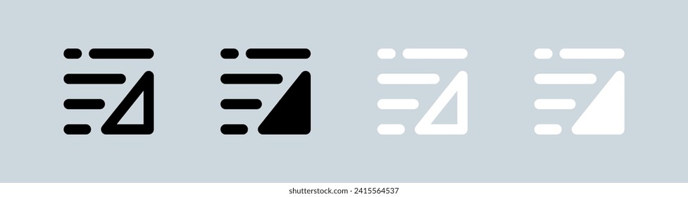 Sort icon set in black and white. Filter signs vector illustration.