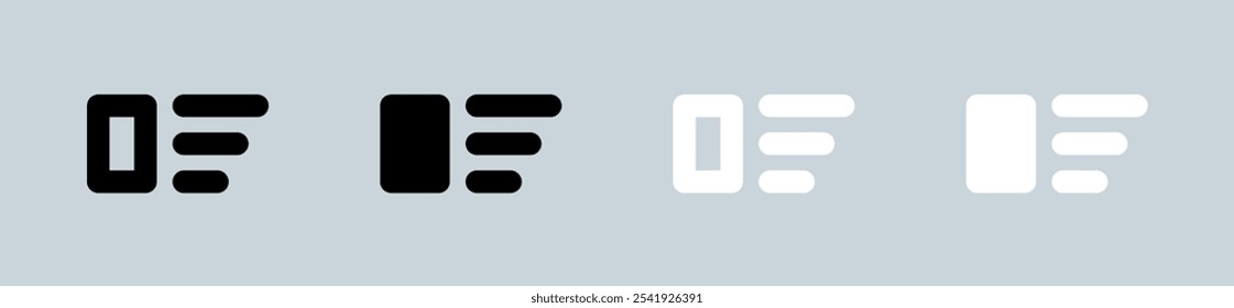 Ícone de classificação definido em preto e branco. Sinais de filtro para ilustração de vetor.