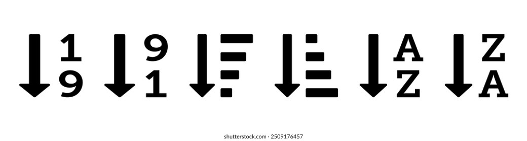 Sort icon set. Vector illustration.