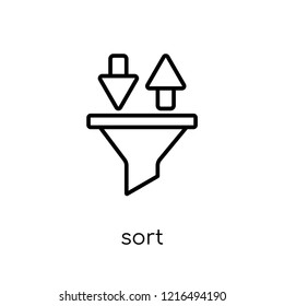 sort icon. Trendy modern flat linear vector sort icon on white background from thin line collection, outline vector illustration