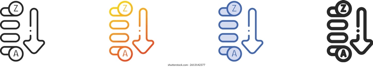 sort icon.Thin Linear, Gradient, Blue Stroke and bold Style Design Isolated On White Background