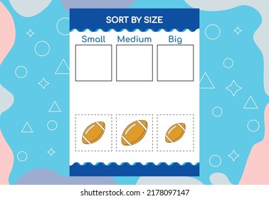 Sort images by size. Educational Worksheet For Kids.