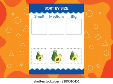 Sort Images By Size With Fruits. Educational Worksheet For Kids