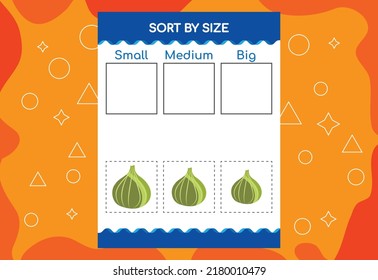 Sort Images By Size With Fruits. Educational Worksheet For Kids