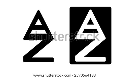 sort list AZ symbol, black isolated silhouette