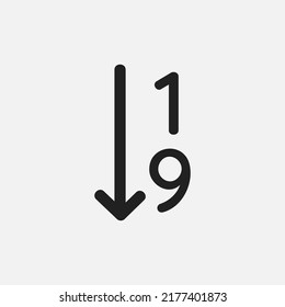 Sort number icon in filled line style about text editor, use for website mobile app presentation