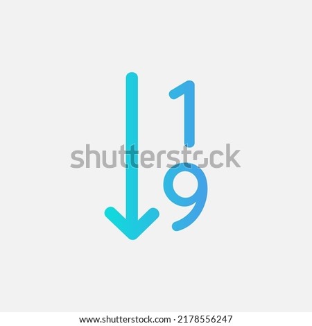 Sort number icon in gradient style about text editor, use for website mobile app presentation