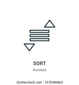 Sort outline vector icon. Thin line black sort icon, flat vector simple element illustration from editable arrows concept isolated on white background