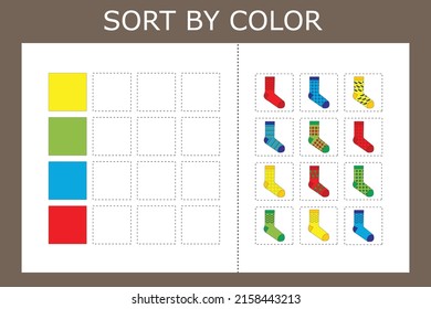 Sort  socks by color. Logic game for children.
