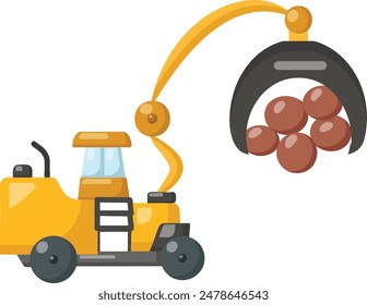 sort and stack concept, Milling and Biomass Production Loader cranes vector color icon design, timber and lumber Symbol, forest Deforestation products Sign,mill yard saw works stock illustration