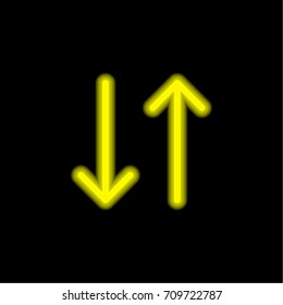 Sort yellow glowing neon ui ux icon. Glowing sign logo vector