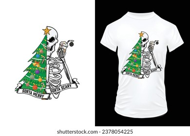 Sorta Merry Sorta Scary, Christmas T-Shirt Design