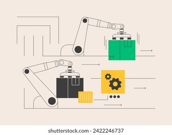 Sortation systems abstract concept vector illustration. Product sortation, conveyor based system, automated sorting process, product identification, logistics order processing abstract metaphor.