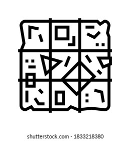 sortierter Garbage Würfel Linie Symbol Vektorgrafik. sortiertes Mülleimer-Zeichen. isoliertes Kontursymbol
