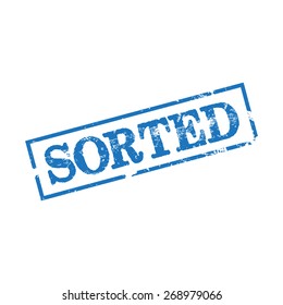 Sorted, grunge stamp word, vector illustration