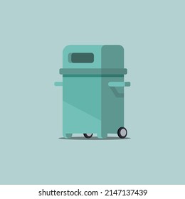 Sorted trash in garbage can. Recycling vector cartooon concept illustration isolated on a blue background. Vector illustration EPS 10.