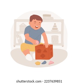 Sorter isolated cartoon vector illustration. Cheerful infant playing sorter brain games, mind challenge entertainment, mental development, leisure activity, happy childhood vector cartoon.