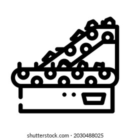 sorting belt conveyor line icon vector. sorting belt conveyor sign. isolated contour symbol black illustration