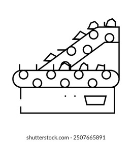 sorting belt conveyor line icon vector. sorting belt conveyor sign. isolated contour symbol black illustration