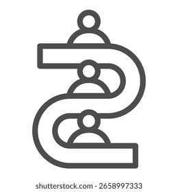 Transportador de clasificación con ícono de línea de personas, concepto de trabajo en equipo de fabricación, letrero de trabajadores de la industria vegetal sobre fondo blanco, ícono de estilo de contorno para móvil y Diseño web. Gráficos de Vector