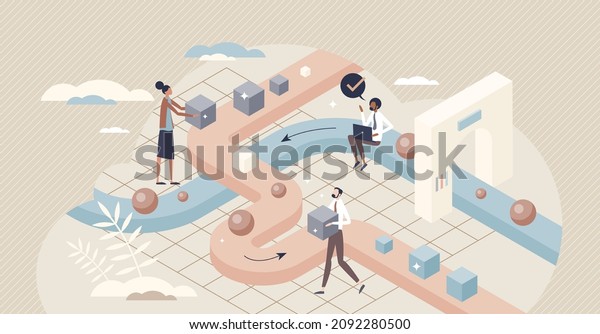 Sorting data and information flow arrangement
or division tiny person concept. File funnel and analysis to make
order and sequence vector illustration. Information management with
big data filtering.
