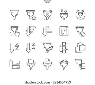 Sorting. Data processing, structure order, digital management. Sort a to z. Pixel Perfect Vector Thin Line Icons. Simple Minimal Pictogram