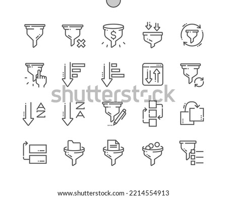 Sorting. Data processing, structure order, digital management. Sort a to z. Pixel Perfect Vector Thin Line Icons. Simple Minimal Pictogram