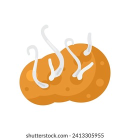 Sorting food waste. Old potato sprout. Leftovers and scraps of food. Flat icon, element for infographics design. Simple cartoon flat vector isolated on white background