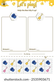 Sorting game help the Bee. Perfect for preschool learning materials, educational activities, or fun printables designed to improve skills and observation.