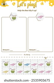 Sorting game help the Bee. Perfect for preschool learning materials, educational activities, or fun printables designed to improve skills and observation.