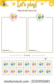 Sorting game help the Bee. Perfect for preschool learning materials, educational activities, or fun printables designed to improve skills and observation.