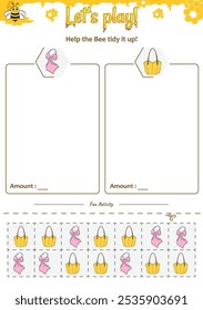 Sorting game help the Bee. Perfect for preschool learning materials, educational activities, or fun printables designed to improve skills and observation.