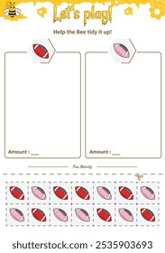 Sorting game help the Bee. Perfect for preschool learning materials, educational activities, or fun printables designed to improve skills and observation.