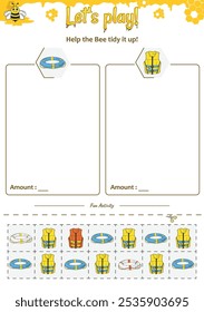 O jogo de classificação ajuda a Abelha. Perfeito para materiais de aprendizagem pré-escolar, atividades educacionais ou impressos divertidos projetados para melhorar as habilidades e a observação.