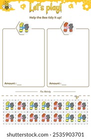 Sorting game help the Bee. Perfect for preschool learning materials, educational activities, or fun printables designed to improve skills and observation.