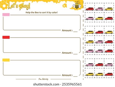 Sorting game help the Bee. Perfect for preschool learning materials, educational activities, or fun printables designed to improve skills and observation.