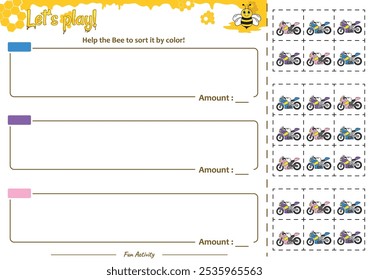 O jogo de classificação ajuda a Abelha. Perfeito para materiais de aprendizagem pré-escolar, atividades educacionais ou impressos divertidos projetados para melhorar as habilidades e a observação.