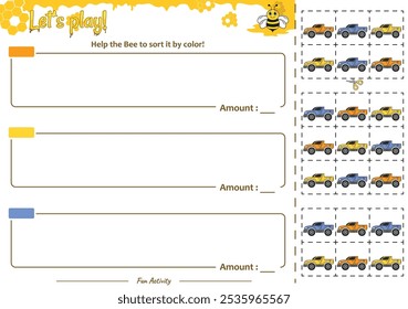 Sorting game help the Bee. Perfect for preschool learning materials, educational activities, or fun printables designed to improve skills and observation.