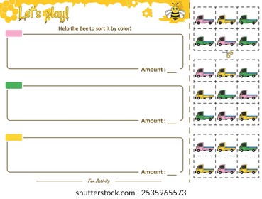 Sorting game help the Bee. Perfect for preschool learning materials, educational activities, or fun printables designed to improve skills and observation.