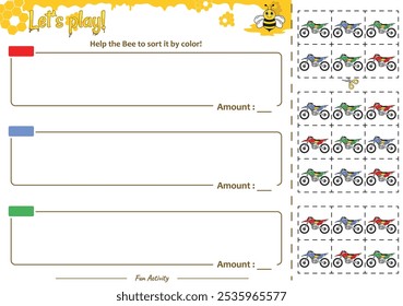 Sorting game help the Bee. Perfect for preschool learning materials, educational activities, or fun printables designed to improve skills and observation.