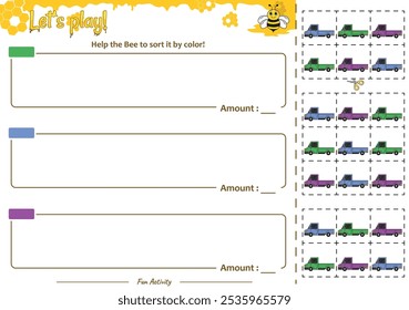 Sorting game help the Bee. Perfect for preschool learning materials, educational activities, or fun printables designed to improve skills and observation.